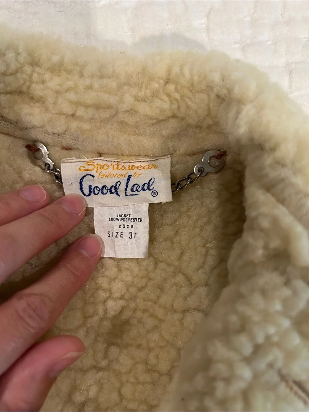 Vintage Kids Faux Suede Shearling Jacket - Brown